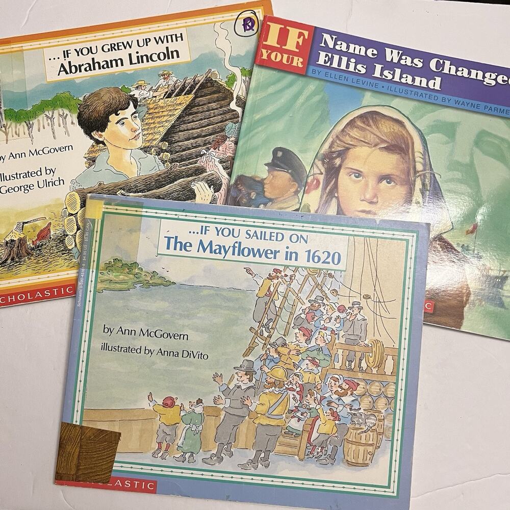 Set of 3 If You Series History Books Mayflower Ellis Island Abraham Lincoln